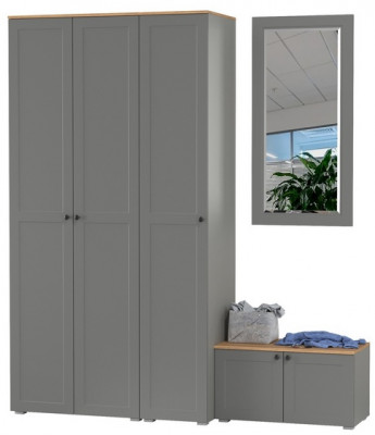 Остин Прихожая 42, цвет серый графит/дуб крафт золотой, ШхГхВ 200х54,3х229,6 см., универсальная сборка