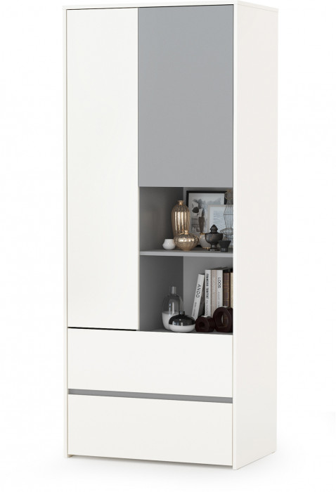 Торонто 13.333 Шкаф для одежды + 13.321 Комод, белый шагрень/стальной серый