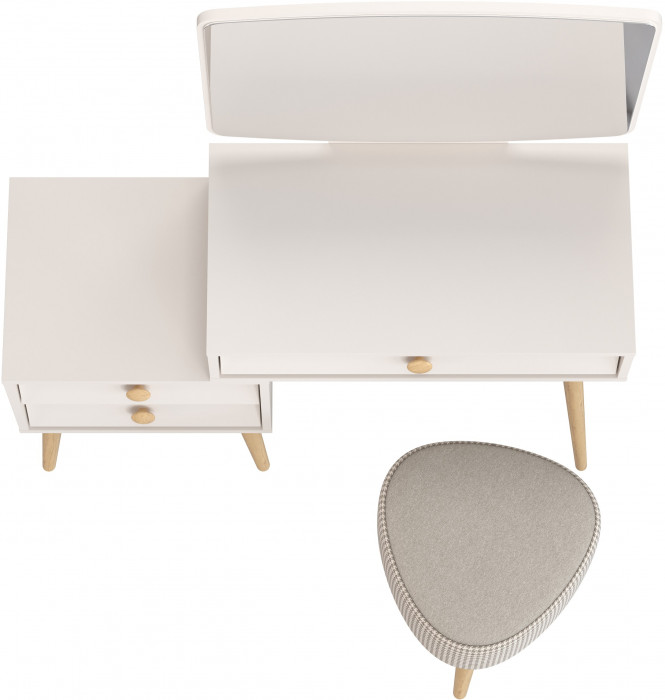 Афина Спальня 4-25901М1к.с. Трюмо + Банкетка 6-5134ТКбеж Ева, кашемир серый/ткань бежевая