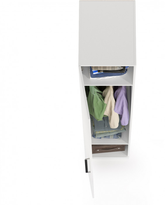 Валенсия Спальня 13.207 Шкаф-пенал, ЛДСП белый шагрень/МДФ белый шагрень