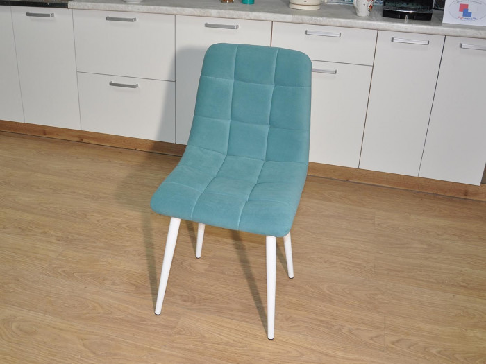 Стул Х / белый / велюр бирюза