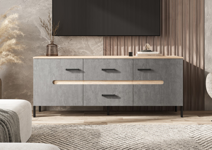 Ким Тумба ТВ (металл) Бетон темный, сонома