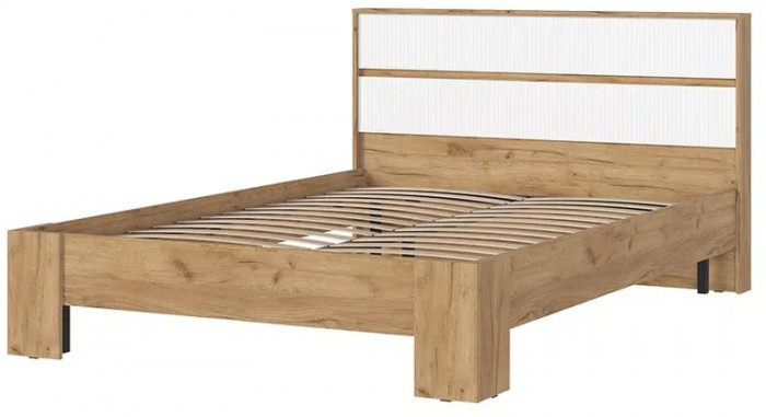 Хелен КР 02 Кровать 1.4х2.0 (1,470х0,928х2,114) белый супермат/дуб крафт золото