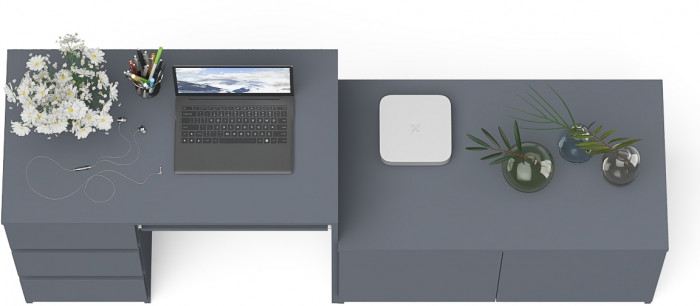 Мори Стол компьютерный МС-6 левый + Тумба МА900.1, цвет графит, ШхГхВ 180,4х50,4х76,6 см., выдвижные ящики слева, НЕ универсальная сборка