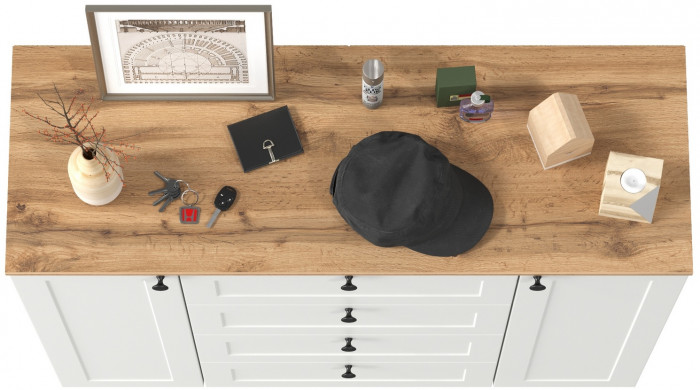 Остин 16.221 Комод, цвет белый шагрень/дуб крафт золотой, ШхГхВ 120х41,9х99,3 см.