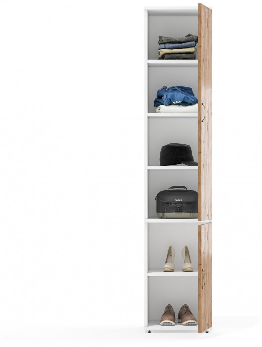 Лидер-8 Модуль Пенал МД 22Б, белый шагрень/крафт золото