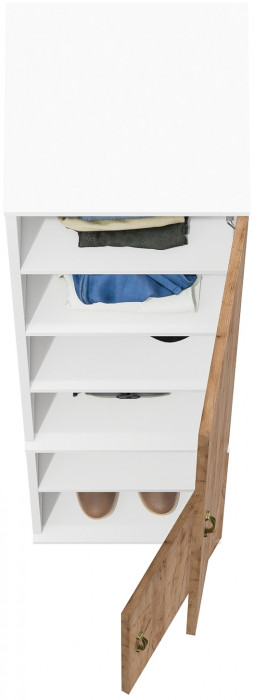 Лидер-8 Модуль Пенал МД 22Б, белый шагрень/крафт золото