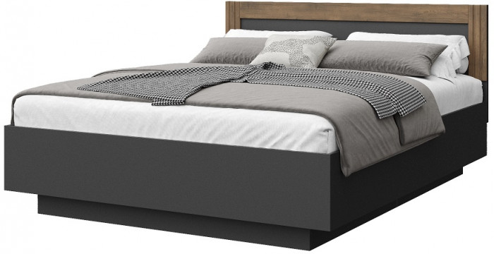 Кровать 90х200 с щитовым основанием "Каен" - Дуб стирлинг/Антрацит