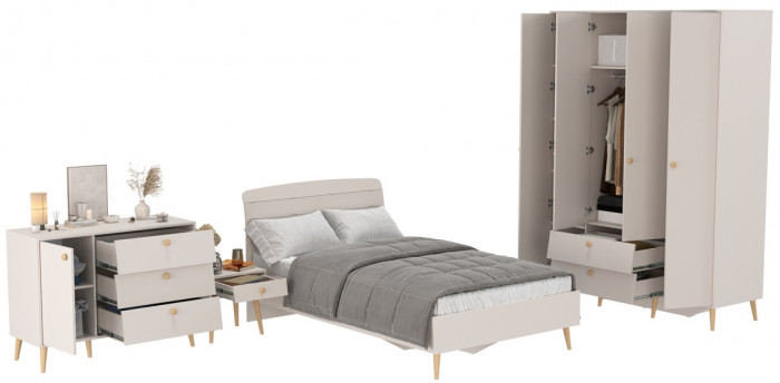 Афина Спальня 30-1200, цвет кашемир серый, сп.м. 1200х2000 мм., б/м, основание есть - фанера