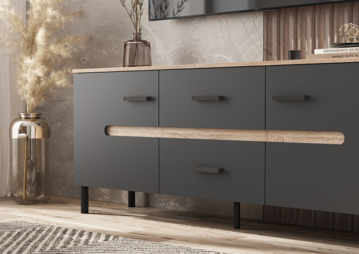 Ким Тумба ТВ (металл) Графит софт, сонома