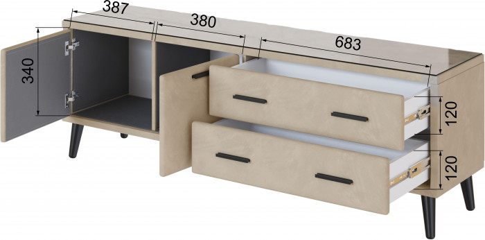 Тумба ТВ интерьерная Виго 1,6 бежевый