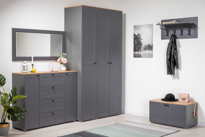 Остин 16.221 Комод, цвет серый графит/дуб крафт золотой, ШхГхВ 120х41,9х99,3 см.