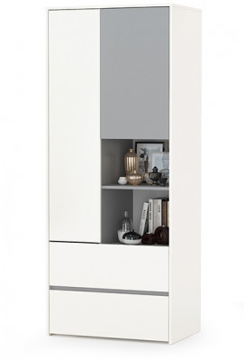 Торонто 13.333 Шкаф для одежды, белый шагрень/стальной серый