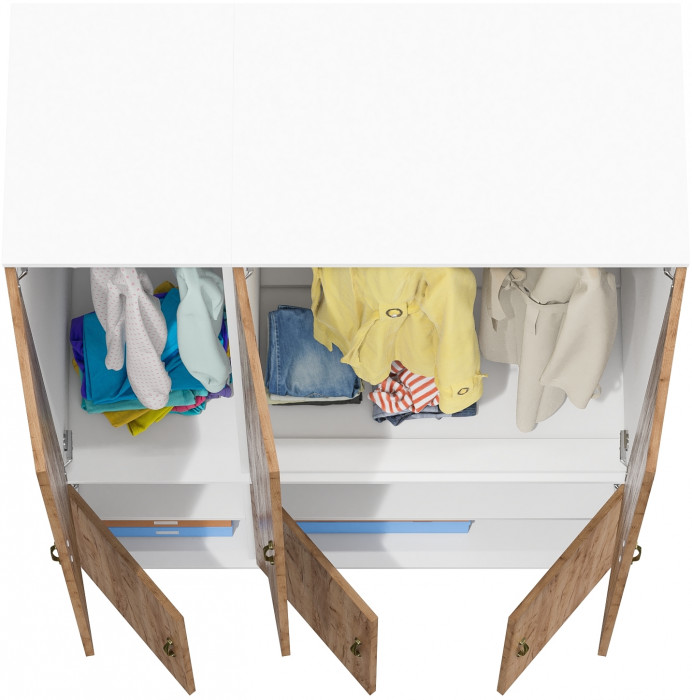 Лидер-8 Модуль Пенал МД 23Б + Шкаф МД 19Б, белый шагрень/крафт золото