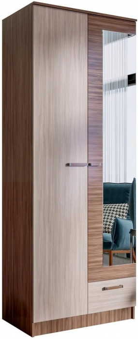 Адель Шкаф 0,8 + полки (Дуб Вотан / Белый глянец)