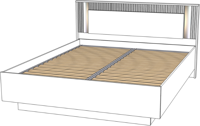 Кровать 140х200 "Харди" с подъемным механизмом - Белый текстурный/Ясень белый (зеркальн. вставки)