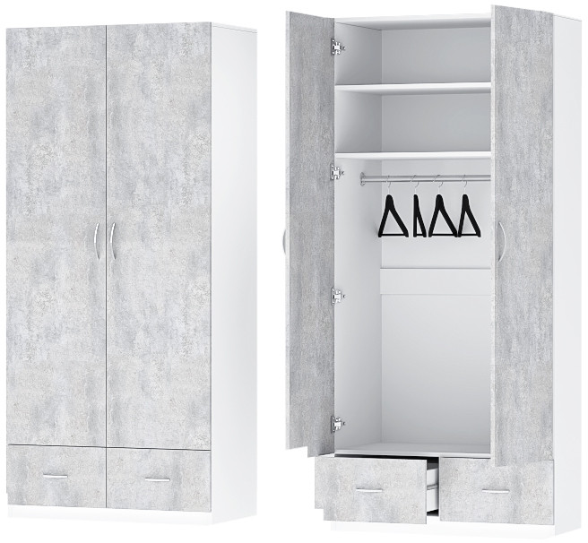 Детская комната Бриз ЛДСП, набор 6, Белый/Цемент светлый