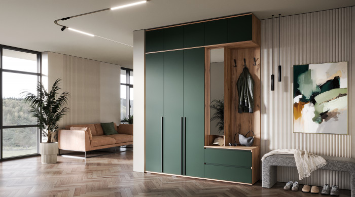 Норд Прихожая, композиция №1, Дуб крафт/Изумрудный