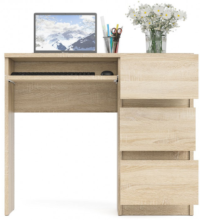 Мори Стол компьютерный МС-6 правый, цвет дуб сонома, ШхГхВ 90х50х76,6 см., выдвижные ящики справа, НЕ универсальная сборка