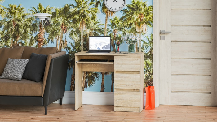 Мори Стол компьютерный МС-6 правый, цвет дуб сонома, ШхГхВ 90х50х76,6 см., выдвижные ящики справа, НЕ универсальная сборка