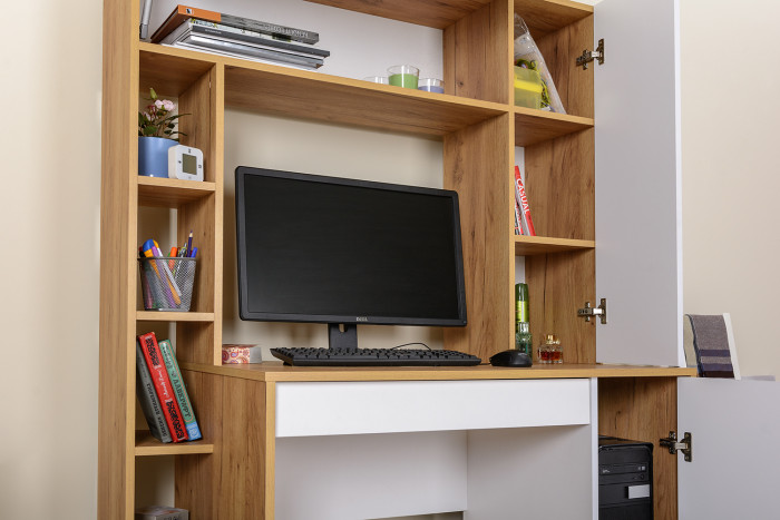 компьютерный стол Комфорт 12.71, дуб золотой/белый