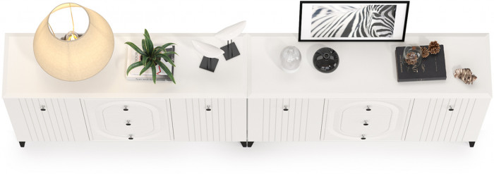 Валенсия Спальня 13.309 Комод + 13.309 Комод, ЛДСП белый шагрень/МДФ белый шагрень