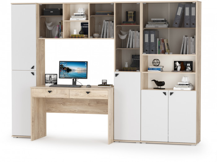 Бостон № 33, дуб эндгрейн элегантный/фасады МДФ милк рикамо софт