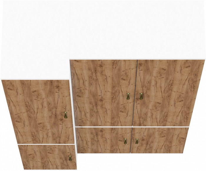 Лидер-8 Модуль Пенал МД 23Б + Шкаф МД 20Б, белый шагрень/крафт золото