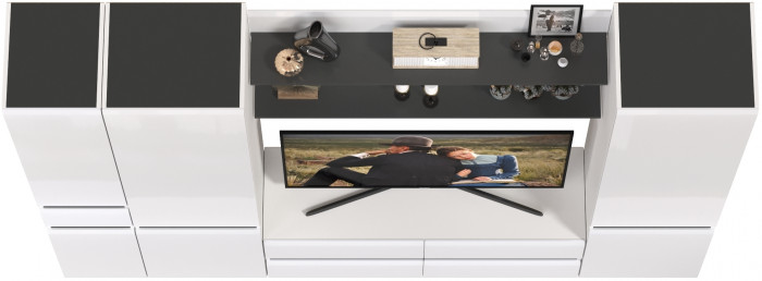 Сидней Комплектация № 063, корпус: белый/чёрный/фасады: МДФ белый глянец