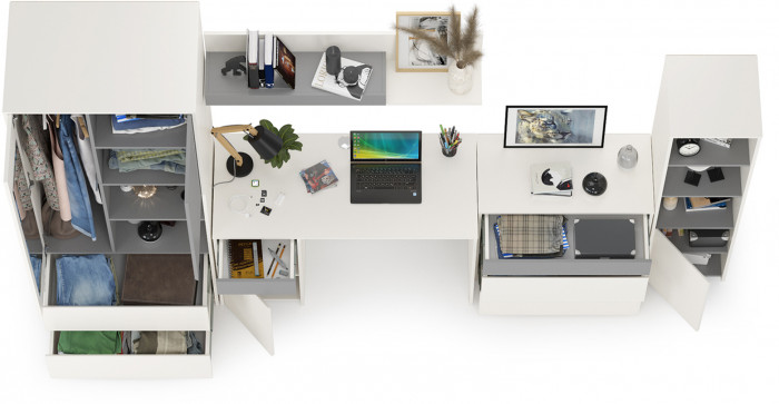 Торонто Компоновка № 01, белый шагрень/стальной серый