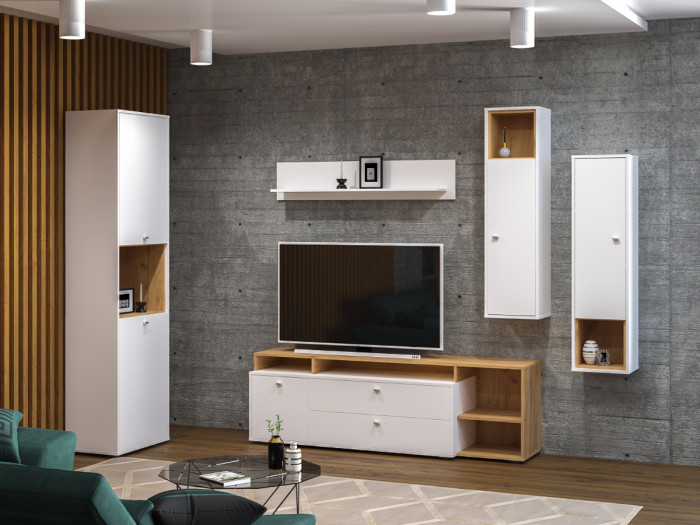 Бэль 10.04 Шкаф комбинированный, дуб крафт золотой/белый премиум