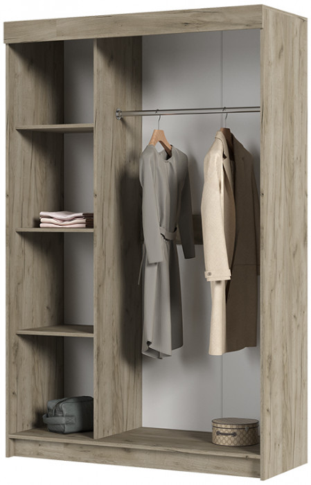 Андрей-4 М шкаф-купе (Бася рекламный ШКК 551-М) 1300*2020*516 дуб крафт серый/дуб крафт белый