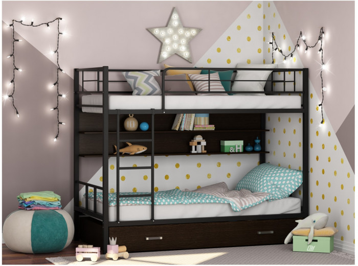 Двухъярусная кровать Севилья 2ПЯ (Черный, Крем)