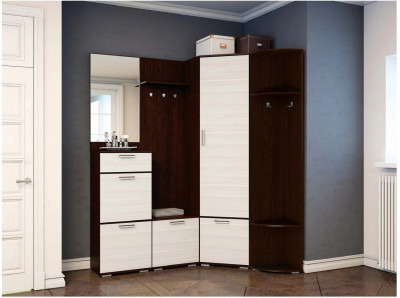 Модульная угловая прихожая Ника (композиция 2), венге / лоредо (Венге / лоредо)