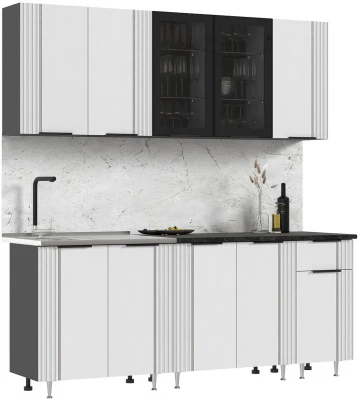 Кухня Виктория 2,0м Пластер бьянко/графит