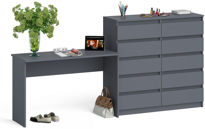 Мори письменный стол МСП1200.1 + Комод МК1200.10, графит