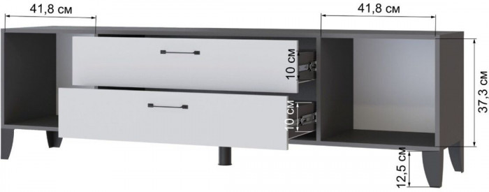 Тумба ТВ Парус-13 графит серый/камень серый