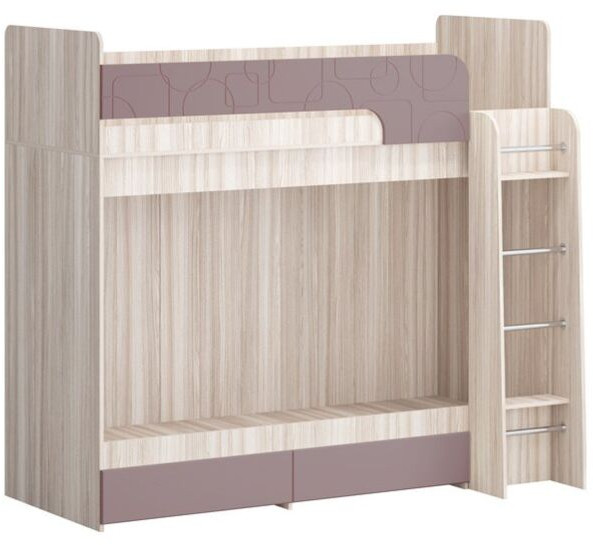Двухъярусная кровать Бемби МДФ NEW, ясень (Белый глянец, Ясень шимо светлый)