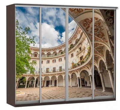 Шкаф купе Модерн 2362х450 4-х дверный 3-х секционный фотопечать №2 венге