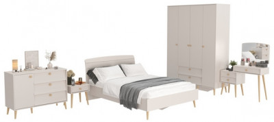 Афина Спальня 31-1400, цвет кашемир серый, сп.м. 1400х2000 мм., б/м, основание есть - фанера