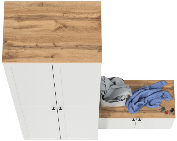 Остин Прихожая 06, белый шагрень/дуб крафт золотой