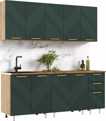 Кухня Ирис 2,0м (490), Дуб Крафт/Браш Мени Грин (Дуб вотан)