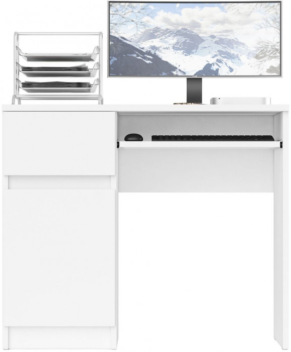 Мори компьютерный стол МС-1 левый, белый