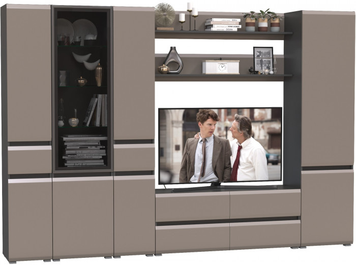 Сидней Комплектация № 065, корпус: антрацит/фасады: МДФ веллюто капучино