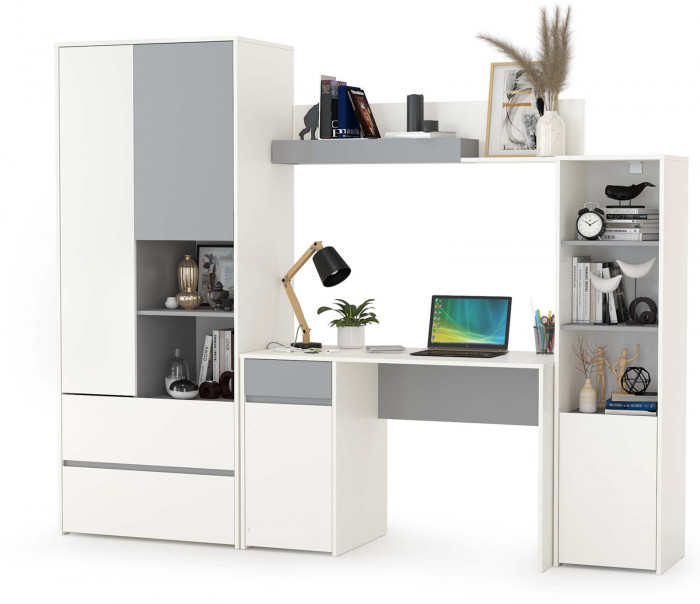 Торонто Компоновка № 04, белый шагрень/стальной серый