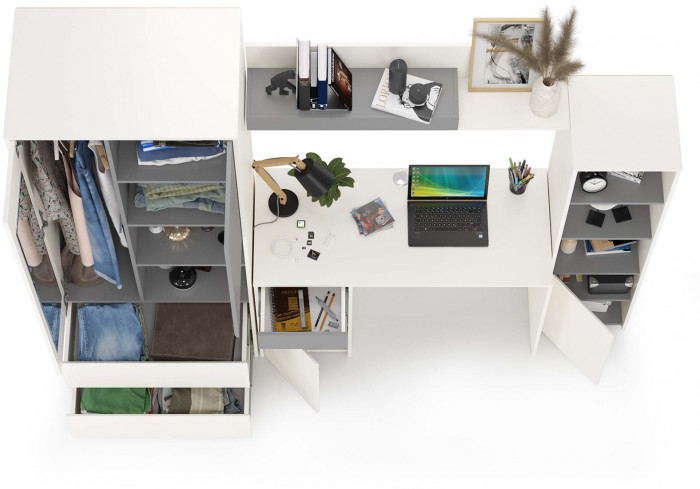 Торонто Компоновка № 04, белый шагрень/стальной серый