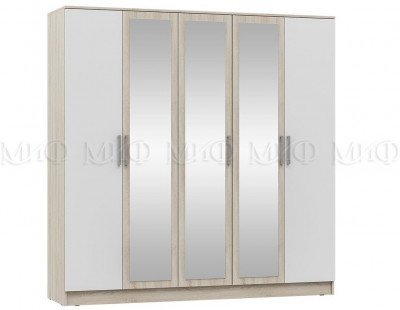 Мартина Шкаф для одежды 5-дверный (Белый глянец, Дуб Сонома)