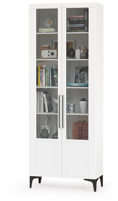 Валенсия Гостиная 13.217 Шкаф, ЛДСП белый шагрень/МДФ белый шагрень