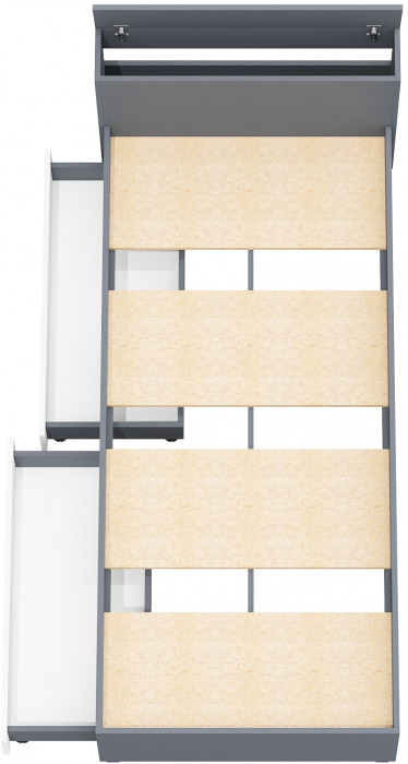 Ксения Кровать с ящиками 0900, графит/белый