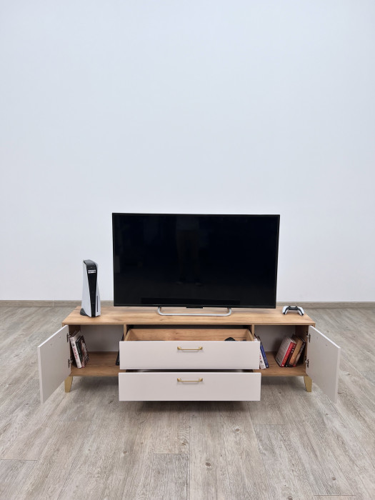 Тумба ТВ Парус-13 дуб крафт золотой/кашемир